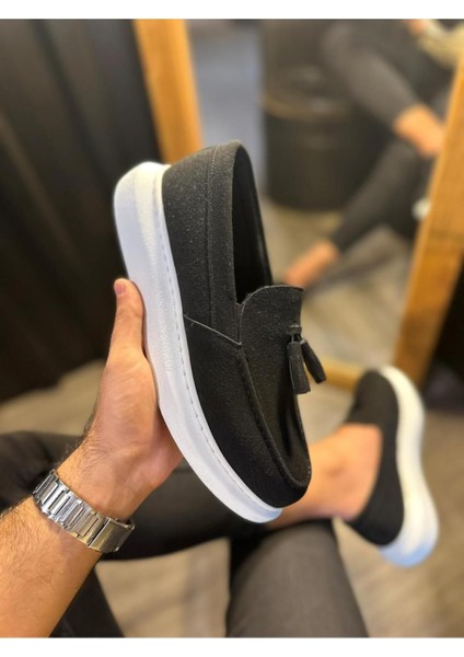 Knack Günlük Spor Klasik Ayakkabı 818 Siyah Süet (Beyaz Taban)