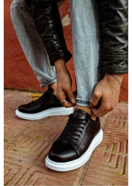 Knack Yüksek Taban Günlük Ayakkabı 044 Siyah (Beyaz Taban) fiyatları