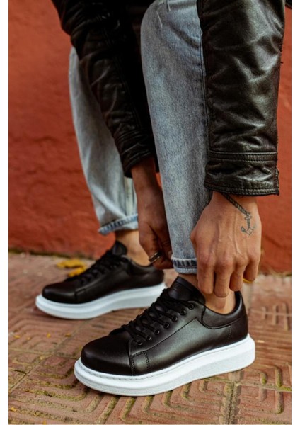 Knack Yüksek Taban Günlük Ayakkabı 044 Siyah (Beyaz Taban) modelleri