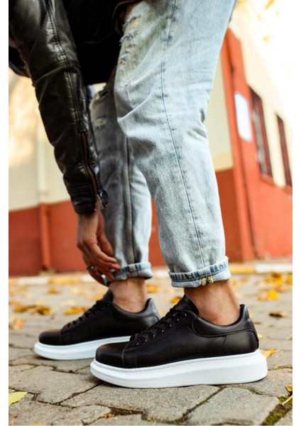 Knack Yüksek Taban Günlük Ayakkabı 044 Siyah (Beyaz Taban) indirimleri