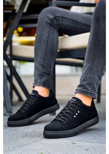 Kb-X7 Kuback Siyah Süet Yüksek Siyah Taban Bağcıklı Günlük Erkek Ayakkabı