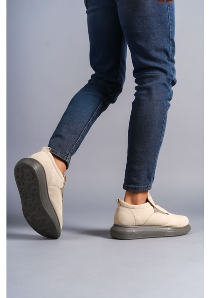 SLW161 Hippo Bağcıksız Süet Erkek Günlük Sneaker Ayakkabı Gt Bej