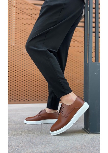 BA0003 Bağcıklı Klasik Taba Beyaz Kalın Taban Casual Erkek Ayakkabı