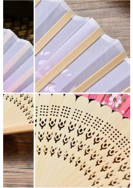 - Kaliteli Bambu Pembe Kiraz Çiçeği El Yapımı Desenli Şık Japon Yelpaze Lüks Özel Tasarım modelleri