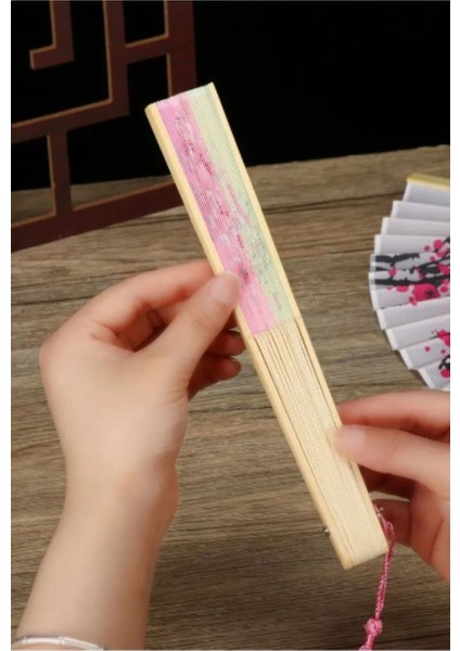 - Kaliteli Bambu Pembe Kiraz Çiçeği El Yapımı Desenli Şık Japon Yelpaze Lüks Özel Tasarım indirimleri