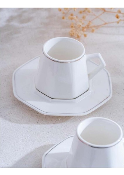 Acar Elara Silver 6 Kişilik Kahve Fincanı Takımı 6614 - 90 ml