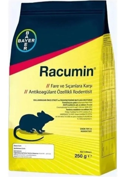 Racumin Zehirli Buğday Fare Yeni Sıçan Zehiri Fare Yemi Buğday 250 gr