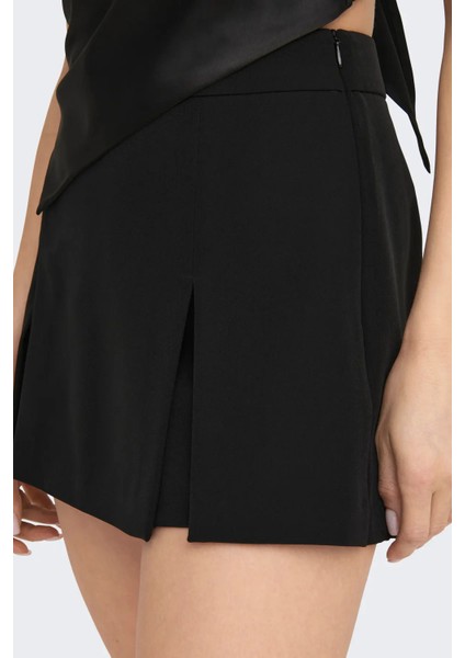 Kadın Siyah Basic Günlük Kumaş Şort Etek - 15295576