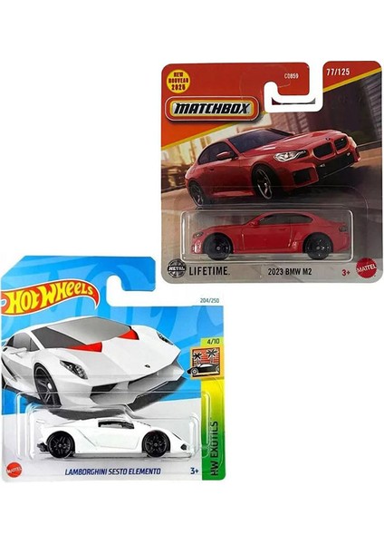 2 Araç Set - Hot Wheels Lamborghini Sesto Elemento & Matchbox Bmw M2 (1/64)