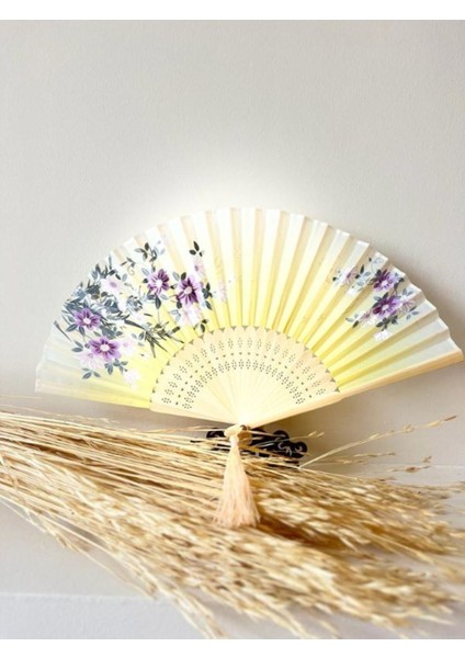 - Gelin Yelpazesi Mor Beyaz Çiçekli ve Desenli Vintage Hediyelik Yelpaze modelleri