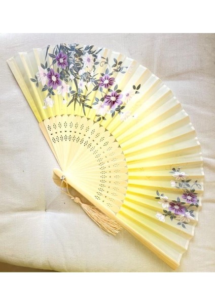 - Gelin Yelpazesi Mor Beyaz Çiçekli ve Desenli Vintage Hediyelik Yelpaze fırsatları