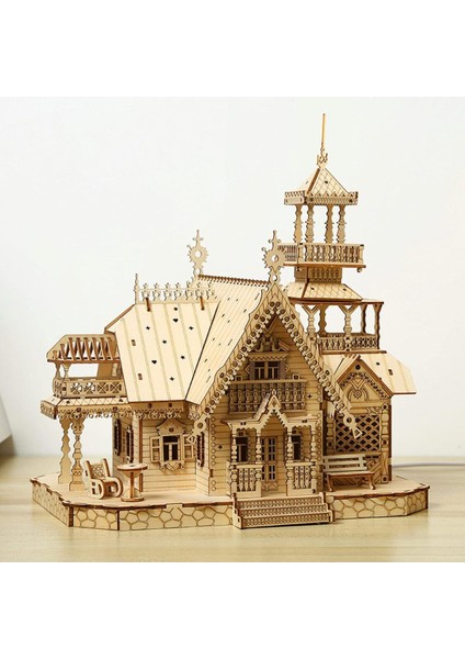 3D Ahşap Yapboz Kilit Seti, Mimari Model Kiti, Yetişkinler Için Kendi Ahşap El Işi Kitinizi Yapın