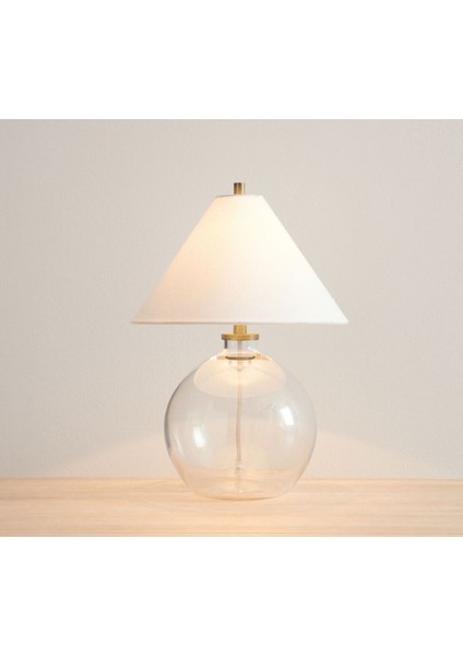 Callaway Geri Dönüştürülmüş Cam Küre Lamba, Şık Pirinç ve Şeffaf Üfleme Cam Tasarım