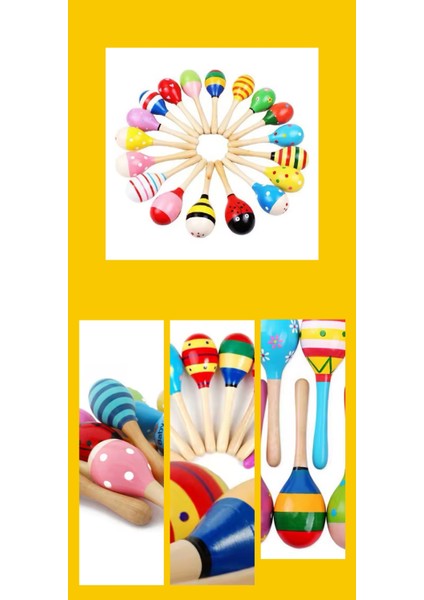 2 Adet Ahşap Marakas 20 Cm. Ritim Müzik Aleti Çıngırak Oyuncak