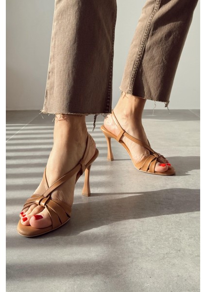 Elena Taba Hakiki Deri Topuklu Ayakkabı