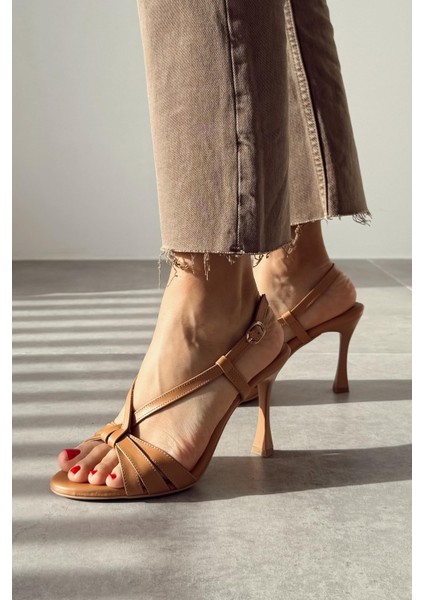 Elena Taba Hakiki Deri Topuklu Ayakkabı