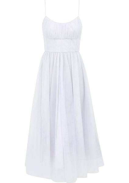 Tül Korsaj Midi Elbise