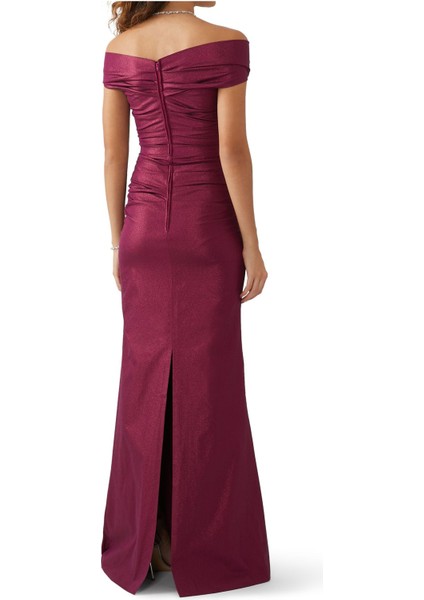 Işıltılı Mavi Off-Shoulder Abiye Elbise modelleri