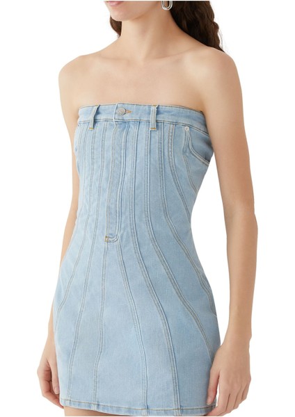 Spiral Denim Sırt Dekolteli Elbise indirimleri