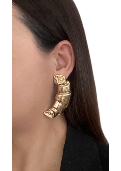 Gold Kruvasan Çelik Küpe