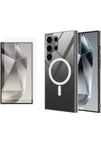 Samsung Galaxy S24 Ultra Kılıf Kamera Korumalı M-safe Sert PC Zore Porto Kapak + Nano Ekran Koruyucu