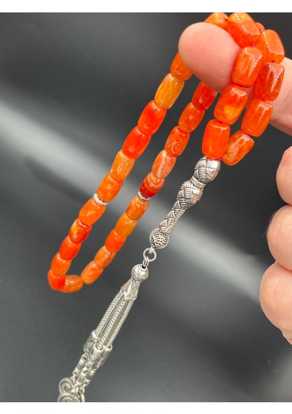Turuncu Akik Tesbih – Kapsül Model 7X11 mm | 33 Tane | Metal Püskül | AK500200.190425 fiyatları