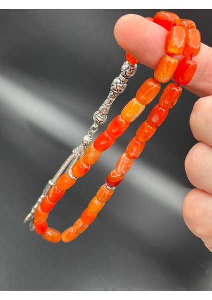 Turuncu Akik Tesbih – Kapsül Model 7X11 mm | 33 Tane | Metal Püskül | AK500200.190425 modelleri