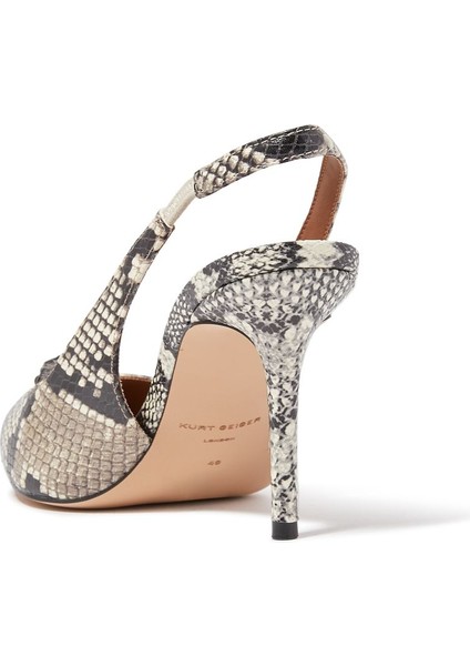 Yüksek Topuklu Kahverengi Slingback Yılan Derisi Ayakkabı modelleri