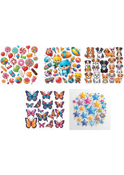 Çocuk Etiket Sticker Yapıştırma Seti Defter Masa Dolap Suluk Duvar Etiket