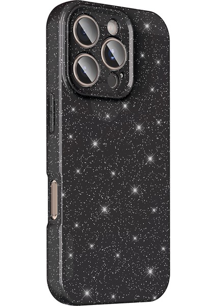 iPhone 16 Pro Kılıf Kamera Korumalı Simli Parıltılı Lüks Silikon