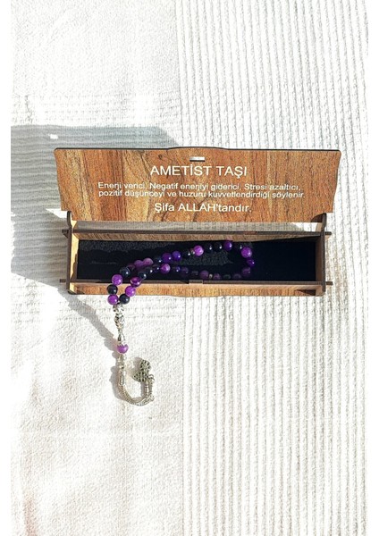 Özel Kutusunda Doğal Ametist Taşı Kolye ve Bileklik Seti modelleri