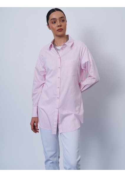 Bağcık Detaylı Pamuklu Tunik Şeker Pembe 81036
