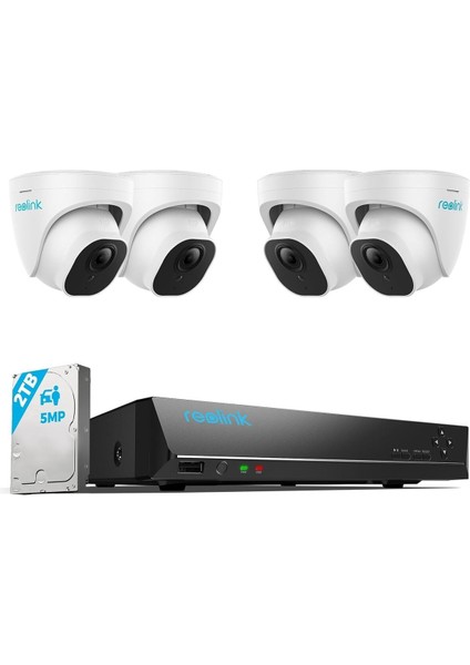 8ch 5mp Poe Güvenlik Kamera Sistemi, 4 Kameralı, 8 Kanallı Nvr, 2tb HDD