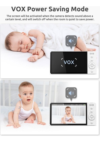 ABM700 Bebek Kameralı Monitör, 5" 720P Hd IPS Ekran, Gece Görüşü, Vox Modu, 5000MAH