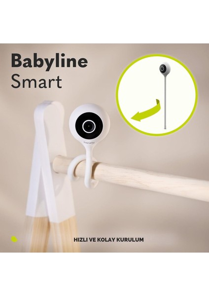 Babyline Smart Wi-Fi Bebek Kamerası, Gece Görüşlü, Hareket ve Ses Algılamalı