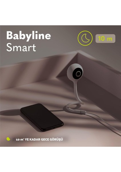 Babyline Smart Wi-Fi Bebek Kamerası, Gece Görüşlü, Hareket ve Ses Algılamalı