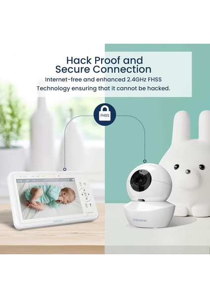 Hd 5 Inç Bebek Monitörü, 2 Kamera, Wifi Gerektirmez, Gece Işığı, 4x Zoom, 4000MAH Pil, 2 Yönlü Ses