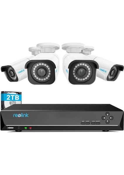 4K Güvenlik Kamera Sistemi, 8mp Poe Kameralar, Akıllı Kişi/araç Algılama
