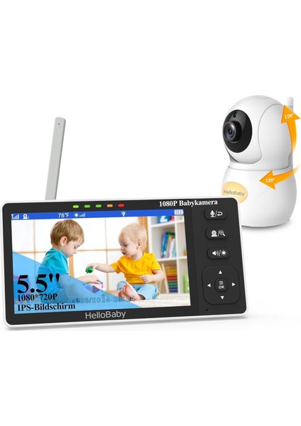 Bebek Kamerası, 5.5” Ekran, 720P Hd, Eco Mod, 320° Dönebilen Kamera