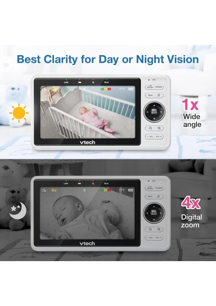 1W Akıllı Bebek Monitörü, 5 Inç Hd Ekran, 1080P Tilt/swivel Kamera, 120° Geniş Açı fiyatları