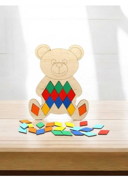 Ahşap Sevimli Ayıcık Konseptli Geometrik Tangram Seti