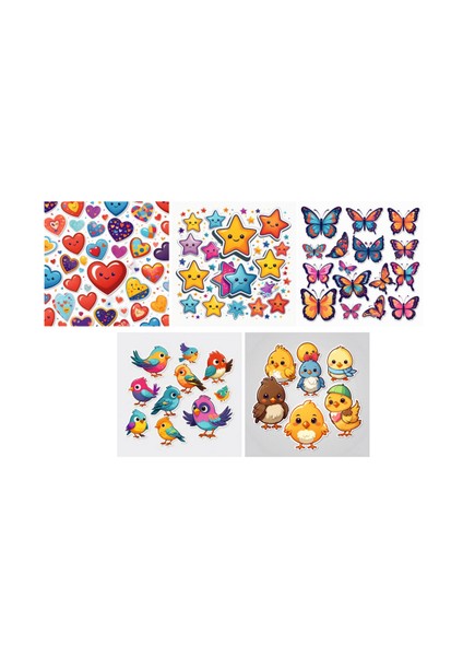 Çocuk Etiket Sticker Yapıştırma Seti Defter Masa Dolap Suluk Duvar Etiket