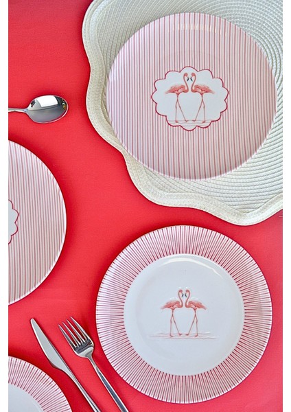 Flamingo Tuval Pasta Takımı 20CM 4 Kişilik 4 Parça TVL4PTPRS1158