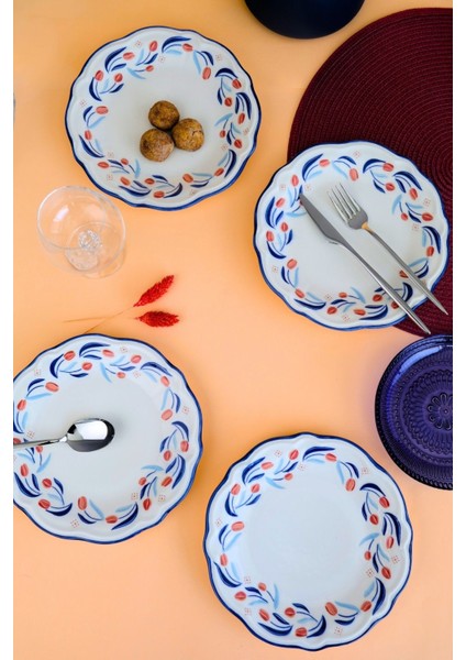 Porselen Tulip Fulya Pasta Takımı Rimli 21CM 4 Kişilik 4 Parça FLY4PTPRS1157 modelleri