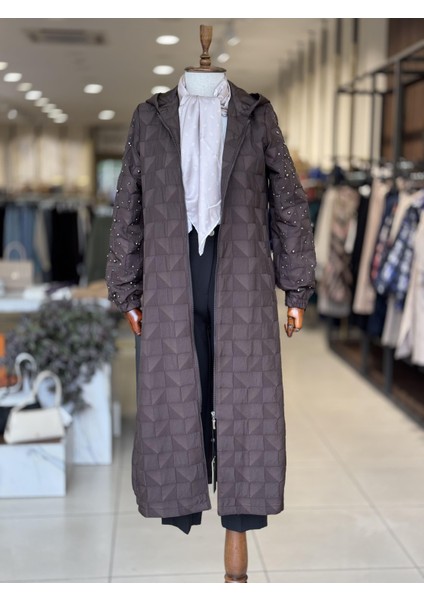 Kol Detaylı Fermuarlı Kahve Kap 1480