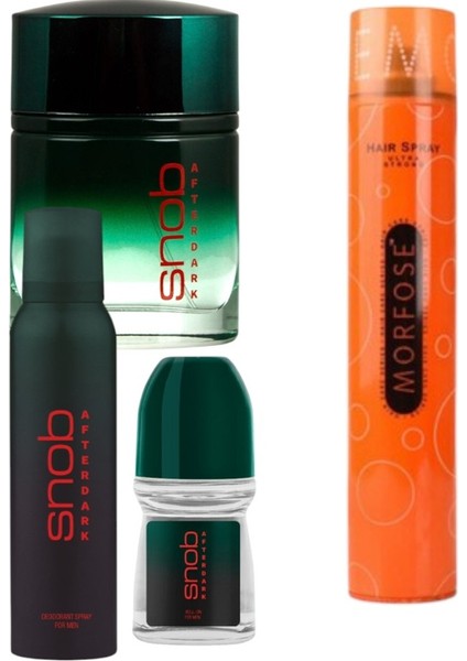 Afterdark Edt For Men 100 ml Parfüm + 150 ml Deodorant + 50ML Rolon + Morfose Saç Spreyi 400ML