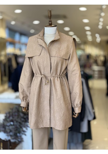 Desenli Bel Lastikli Camel Ceket 0117