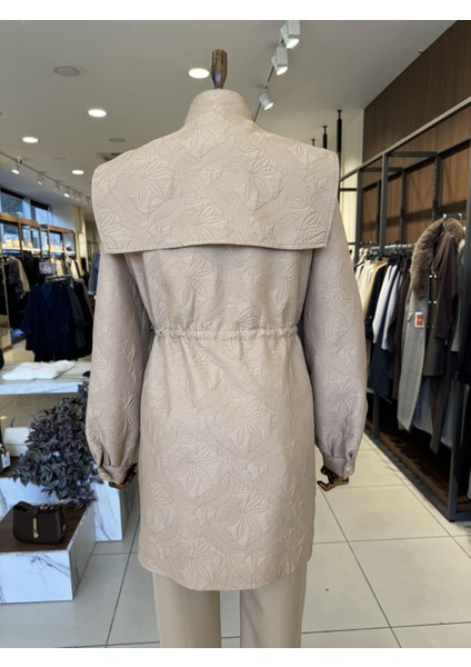 Desenli Bel Lastikli Camel Ceket 0117 indirimleri