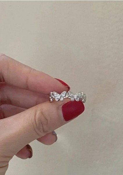 Zirkon Taşlı Kelebek Model Ayarlanabilir Yüzük, Kelebek Model Yüzük