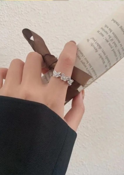Zirkon Taşlı Kelebek Model Ayarlanabilir Yüzük, Kelebek Model Yüzük